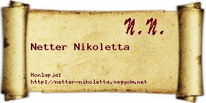 Netter Nikoletta névjegykártya